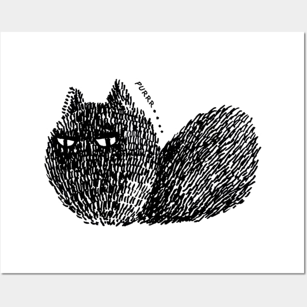 cute black sad cat Wall Art by asiancoffeegirl